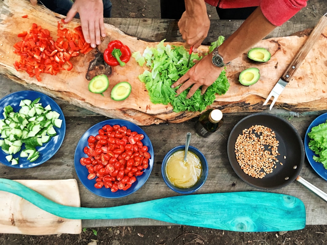 Colorful vegetable smoothie bowl with toppings